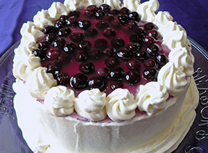 Fully-decorated blueberry mousse cake