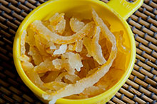A cup of candied yuzu rind