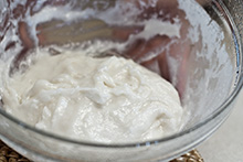 Glutenous rice flour paste in a bowl