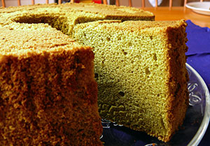 Slice of Matcha Chiffon Cake